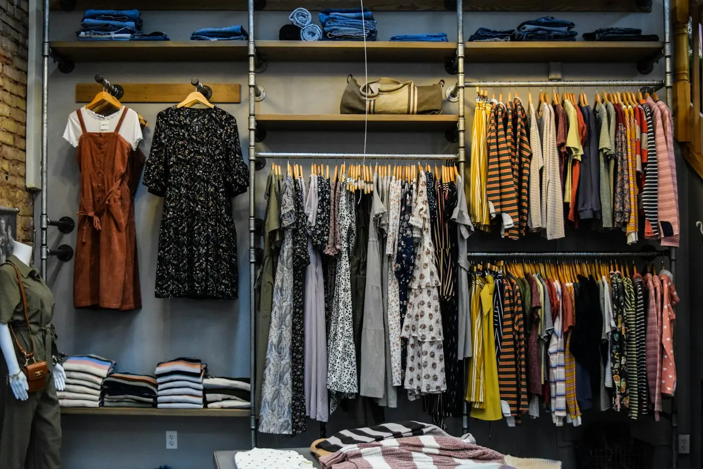Clothing racks inside a boutique store